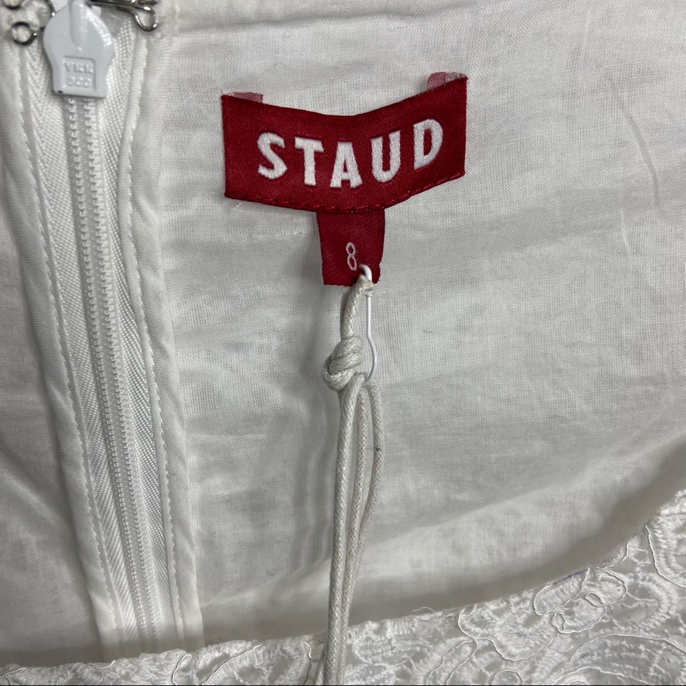 NWT STAUD Size 8 Beth White Lace Mini Dress Long Sleeve Square Neck $425 - Picture 5 of 7